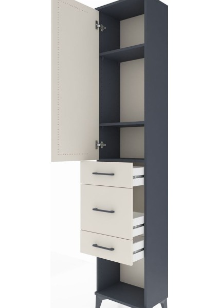 Arges Dolap 3 Raflı 3 Çekmeceli Tek Kapaklı 44X30X221 Antrasit-Aytaşı indirimleri