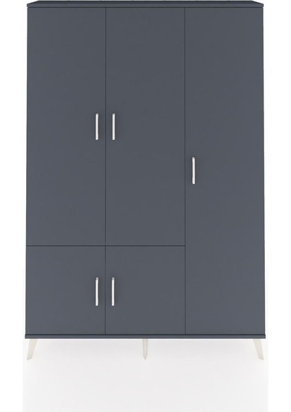 Arges Dolap 7 Raflı 5 Kapaklı Tek Askılı 132X30X195 Antrasit-Antrasit/aytaşı