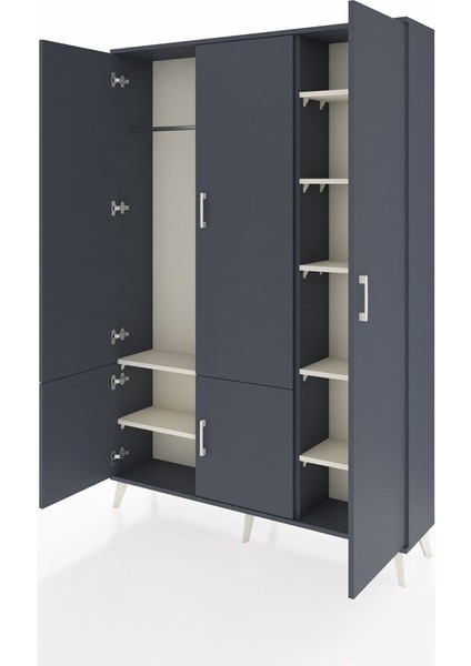 Arges Dolap 7 Raflı 5 Kapaklı Tek Askılı 132X30X195 Antrasit-Antrasit/aytaşı modelleri