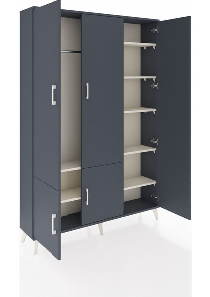 Arges Dolap 7 Raflı 5 Kapaklı Tek Askılı 132X30X195 Antrasit-Antrasit/aytaşı indirimleri