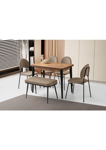 Milano Suna Banklı Mdf Mutfak Masa Sandalye Takımı 60X100