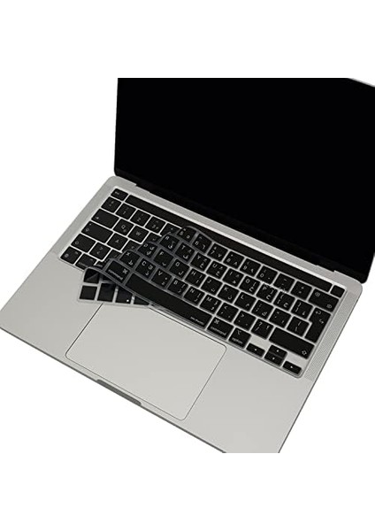 MacBook Klavye Koruyucu Silikon Kılıf Arapça Baskılı Uk-Ters L Enter Tipi Touchbar Pro 13INÇ M1,m2 A2251,A2289,A2338 -Pro 16 Inç A2141 Uyumlu, Ultra Ince Klavye Filmi Siyah modelleri