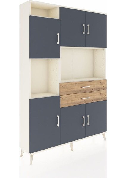 Arges Dolap 8 Raflı 2 Çekmeceli 6 Kapaklı 132X30X195 Aytaşı-Antrasit/çam fiyatları