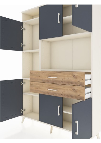 Arges Dolap 8 Raflı 2 Çekmeceli 6 Kapaklı 132X30X195 Aytaşı-Antrasit/çam fırsatları