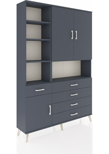 Arges Dolap 8 Raflı 5 Çekmeceli 3 Kapaklı 132X30X195 Antrasit-Antrasit/antrasit fiyatları