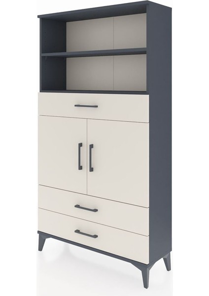 Arges Dolap 4 Raflı 3 Çekmeceli 2 Kapaklı 88X30X163 Antrasit-Aytaşı modelleri