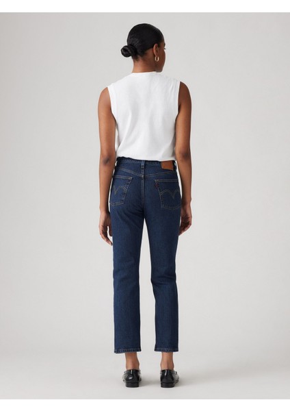 501 Crop Salsa Stonewash Kadın Lacivert Jean Kot Denim Pantolon A7739-0000 modelleri