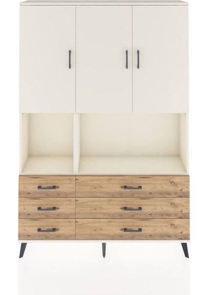 Arges Dolap 6 Raflı 6 Çekmeceli 3 Kapaklı 132X30X195 Aytaşı-Aytaşı/çam