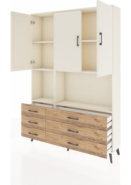 Arges Dolap 6 Raflı 6 Çekmeceli 3 Kapaklı 132X30X195 Aytaşı-Aytaşı/çam modelleri