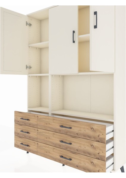 Arges Dolap 6 Raflı 6 Çekmeceli 3 Kapaklı 132X30X195 Aytaşı-Aytaşı/çam fırsatları