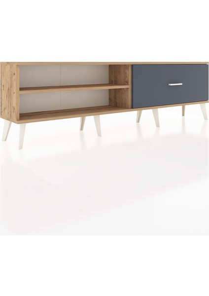 Arges Tv Ünitesi Tek Raflı Tek Çekmeceli 176X30X51 Çam-Çam/antrasit fiyatları