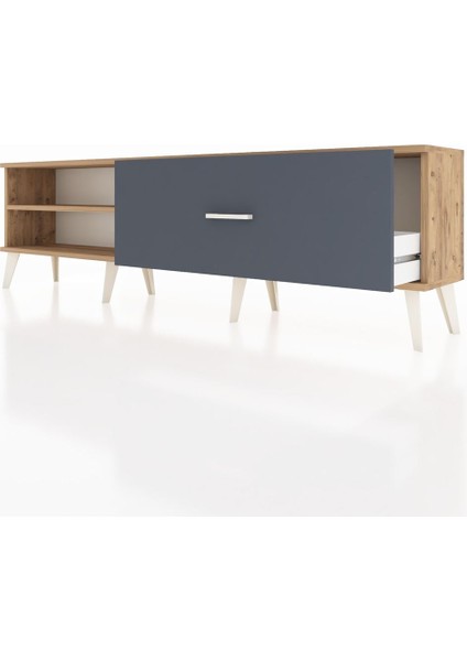 Arges Tv Ünitesi Tek Raflı Tek Çekmeceli 176X30X51 Çam-Çam/antrasit fırsatları