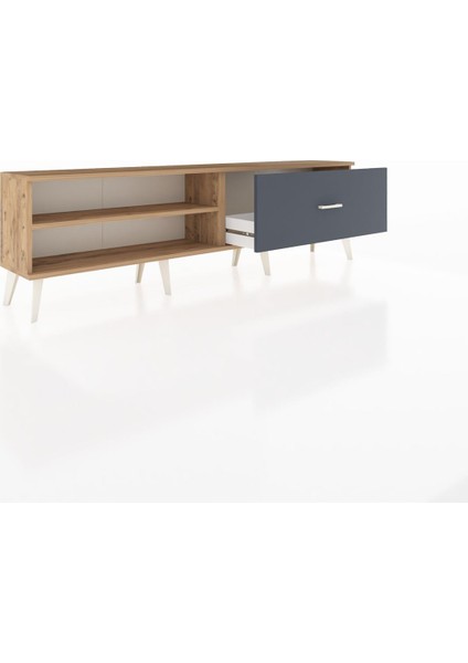 Arges Tv Ünitesi Tek Raflı Tek Çekmeceli 176X30X51 Çam-Çam/antrasit indirimleri