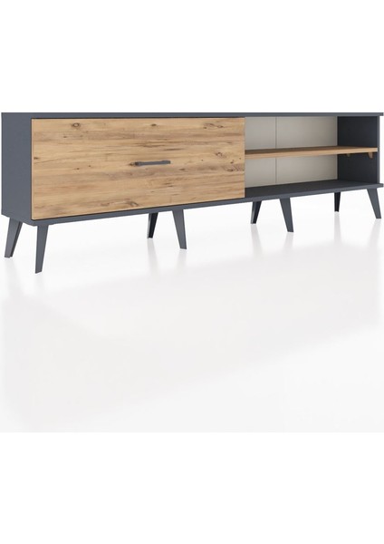 Arges Tv Ünitesi Tek Raflı Tek Çekmeceli 176X30X51 Antrasit-Çam/çam fiyatları