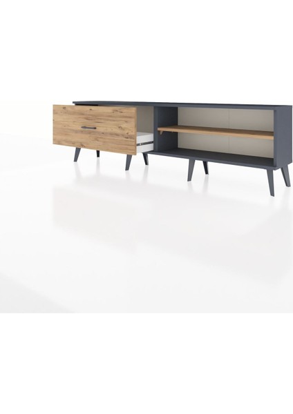 Arges Tv Ünitesi Tek Raflı Tek Çekmeceli 176X30X51 Antrasit-Çam/çam modelleri