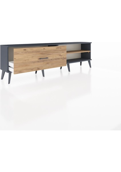 Arges Tv Ünitesi Tek Raflı Tek Çekmeceli 176X30X51 Antrasit-Çam/çam indirimleri