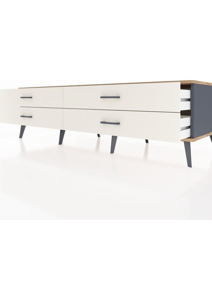 Kronos Tv Ünitesi 4 Çekmeceli 176X59X51 Antrasit-Çam/aytaşı fırsatları