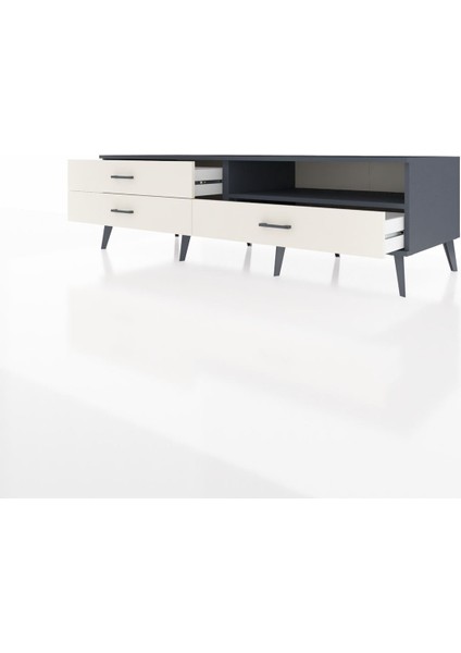 Kronos Tv Ünitesi Tek Raflı 3 Çekmeceli 176X59X51 Antrasit-Antrasit/aytaşı modelleri