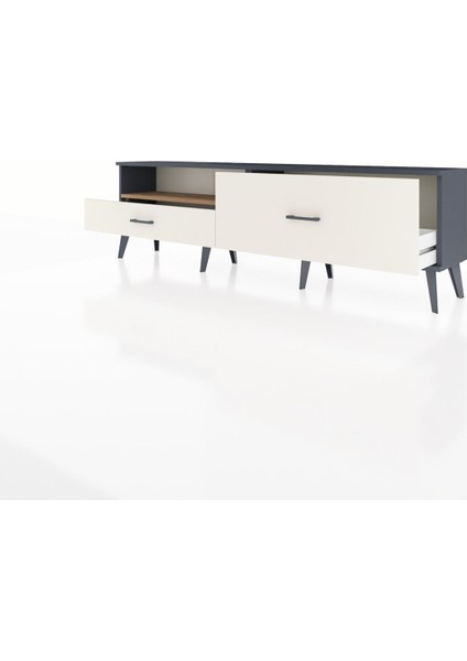 Arges Tv Ünitesi Tek Raflı 2 Çekmeceli 176X30X51 Antrasit-Çam/aytaşı modelleri