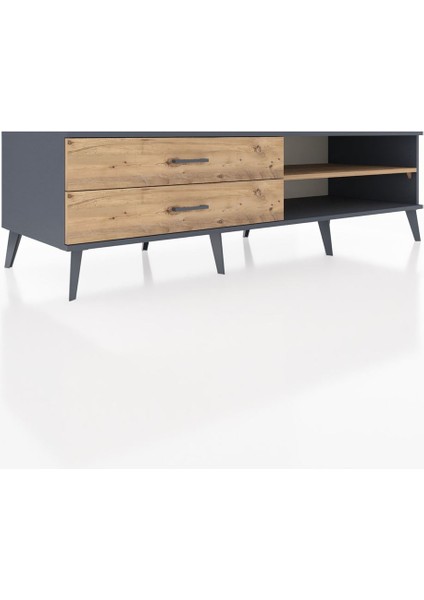 Kronos Tv Ünitesi Tek Raflı 2 Çekmeceli 176X59X51 Antrasit-Çam/çam fiyatları