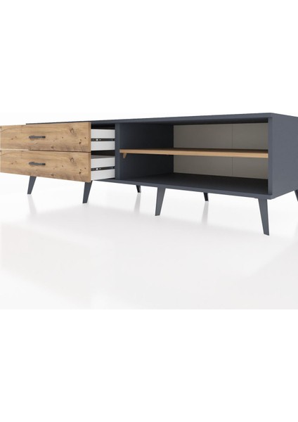 Kronos Tv Ünitesi Tek Raflı 2 Çekmeceli 176X59X51 Antrasit-Çam/çam fırsatları