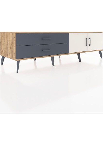 Kronos Tv Ünitesi Tek Raflı 2 Çekmeceli 2 Kapaklı 176X59X51 Çam-Aytaşı/antrasit fiyatları