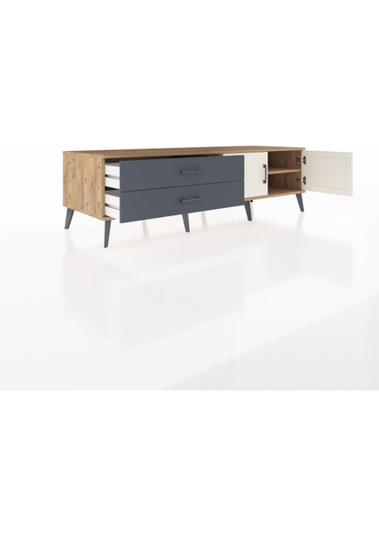 Kronos Tv Ünitesi Tek Raflı 2 Çekmeceli 2 Kapaklı 176X59X51 Çam-Aytaşı/antrasit indirimleri