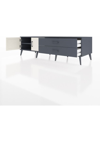 Kronos Tv Ünitesi Tek Raflı 2 Çekmeceli 2 Kapaklı 176X59X51 Antrasit-Aytaşı/antrasit modelleri