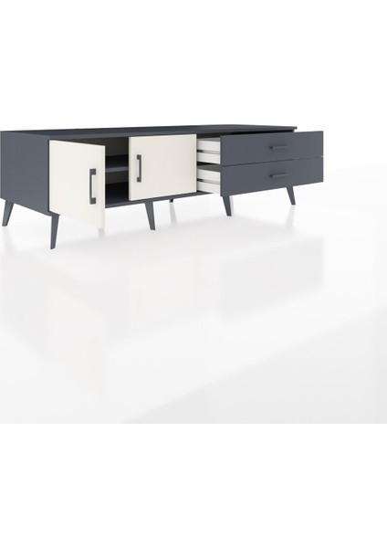 Kronos Tv Ünitesi Tek Raflı 2 Çekmeceli 2 Kapaklı 176X59X51 Antrasit-Aytaşı/antrasit indirimleri