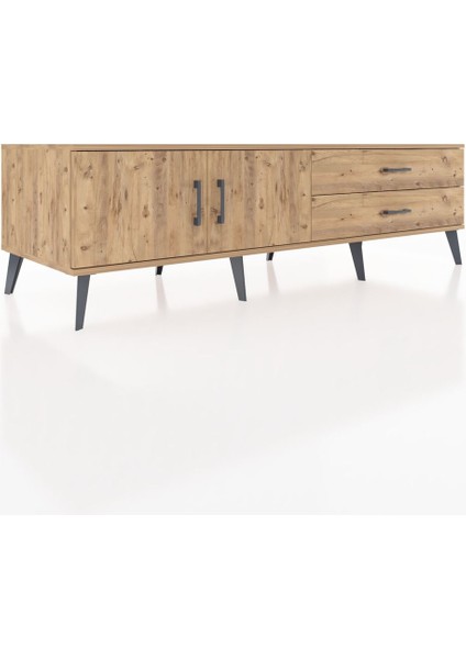 Kronos Tv Ünitesi Tek Raflı 2 Çekmeceli 2 Kapaklı 176X59X51 Çam-Çam/çam fiyatları