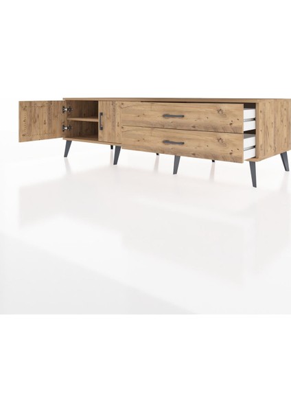 Kronos Tv Ünitesi Tek Raflı 2 Çekmeceli 2 Kapaklı 176X59X51 Çam-Çam/çam modelleri