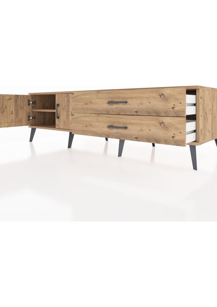 Kronos Tv Ünitesi Tek Raflı 2 Çekmeceli 2 Kapaklı 176X59X51 Çam-Çam/çam fırsatları