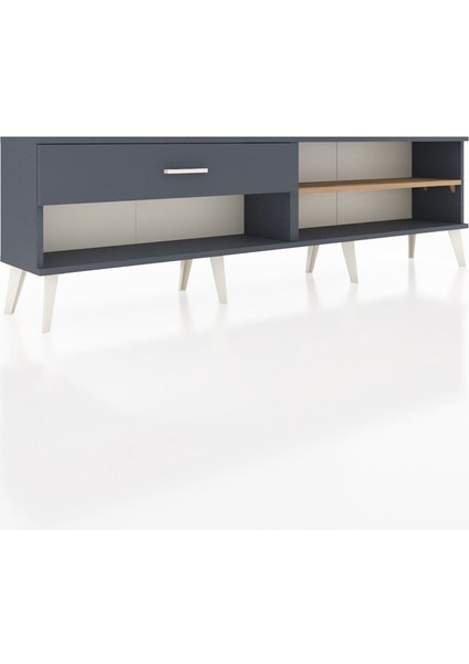 Arges Tv Ünitesi Tek Raflı Tek Çekmeceli 176X30X51 Antrasit-Çam/antrasit fiyatları
