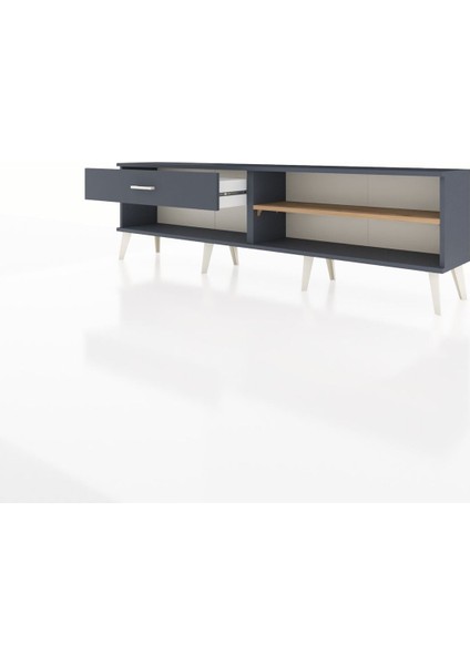 Arges Tv Ünitesi Tek Raflı Tek Çekmeceli 176X30X51 Antrasit-Çam/antrasit modelleri