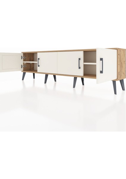 Arges Tv Ünitesi 2 Raflı 4 Kapaklı 176X30X51 Çam-Aytaşı/aytaşı fırsatları