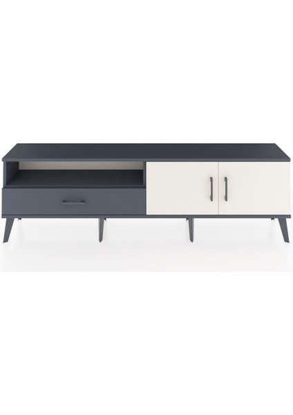 Arges Tv Ünitesi 2 Raflı Tek Çekmeceli 2 Kapaklı 176X30X51 Antrasit-Aytaşı/antrasit