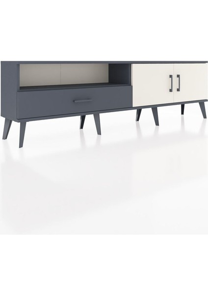 Arges Tv Ünitesi 2 Raflı Tek Çekmeceli 2 Kapaklı 176X30X51 Antrasit-Aytaşı/antrasit fiyatları