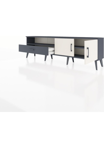 Arges Tv Ünitesi 2 Raflı Tek Çekmeceli 2 Kapaklı 176X30X51 Antrasit-Aytaşı/antrasit modelleri