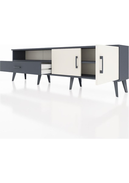 Arges Tv Ünitesi 2 Raflı Tek Çekmeceli 2 Kapaklı 176X30X51 Antrasit-Aytaşı/antrasit fırsatları