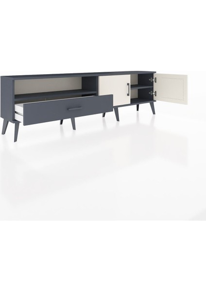Arges Tv Ünitesi 2 Raflı Tek Çekmeceli 2 Kapaklı 176X30X51 Antrasit-Aytaşı/antrasit indirimleri