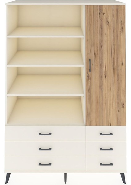 Kronos Dolap 8 Raflı 6 Çekmeceli Tek Kapaklı 132X59X195 Aytaşı-Çam/aytaşı