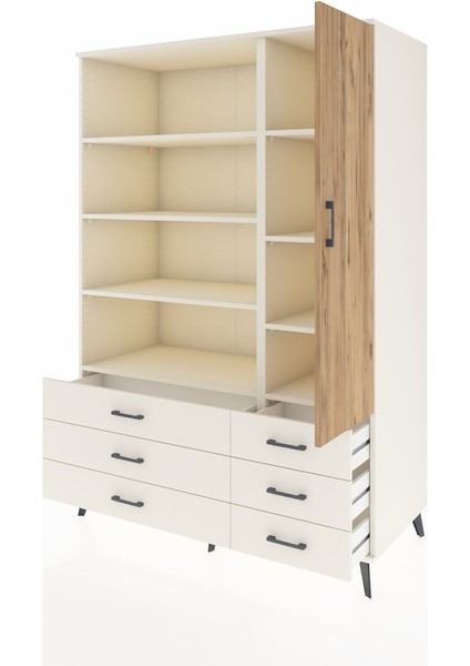 Kronos Dolap 8 Raflı 6 Çekmeceli Tek Kapaklı 132X59X195 Aytaşı-Çam/aytaşı modelleri