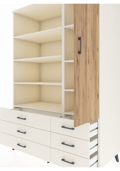 Kronos Dolap 8 Raflı 6 Çekmeceli Tek Kapaklı 132X59X195 Aytaşı-Çam/aytaşı fırsatları
