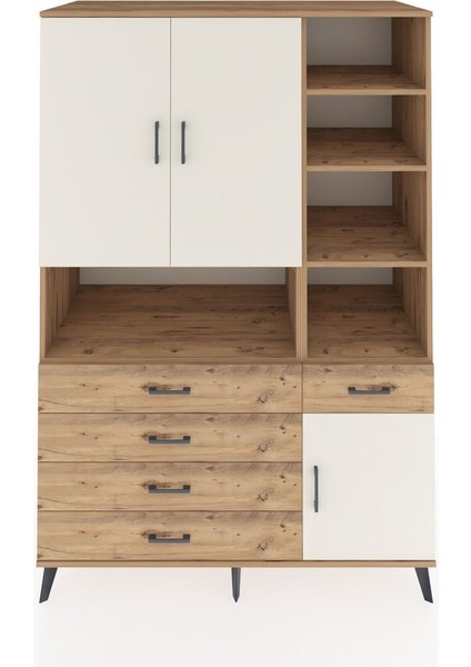 Kronos Dolap 8 Raflı 5 Çekmeceli 3 Kapaklı 132X59X195 Çam-Aytaşı/çam