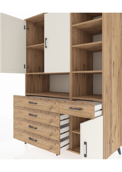 Kronos Dolap 8 Raflı 5 Çekmeceli 3 Kapaklı 132X59X195 Çam-Aytaşı/çam fırsatları
