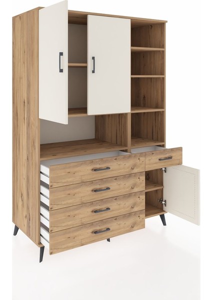 Kronos Dolap 8 Raflı 5 Çekmeceli 3 Kapaklı 132X59X195 Çam-Aytaşı/çam indirimleri