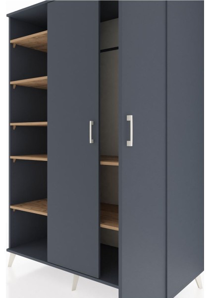 Kronos Dolap 7 Raflı 2 Kapaklı Tek Askılı 132X59X195 Antrasit-Antrasit/çam fırsatları