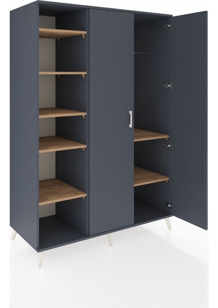 Kronos Dolap 7 Raflı 2 Kapaklı Tek Askılı 132X59X195 Antrasit-Antrasit/çam indirimleri