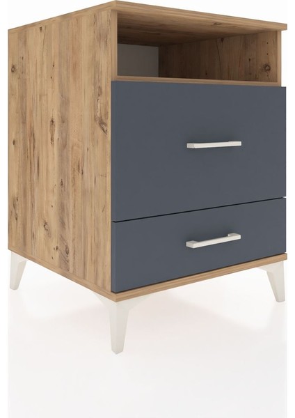 Kronos Komodin Tek Raflı 2 Çekmeceli 60X59X80 Çam-Antrasit fiyatları