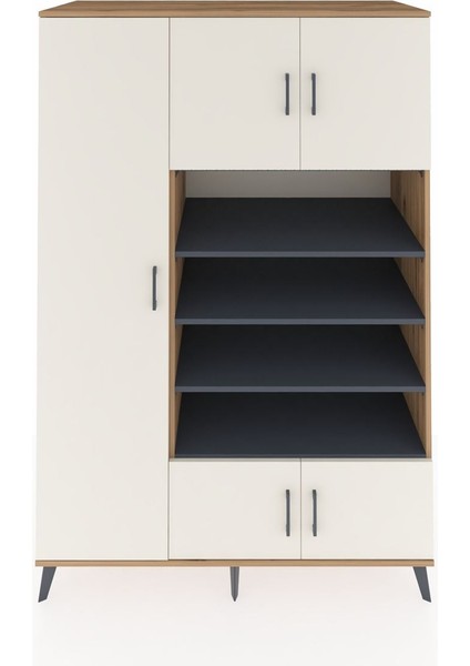 Kronos Dolap 10 Raflı 5 Kapaklı 132X59X195 Çam-Aytaşı/antrasit